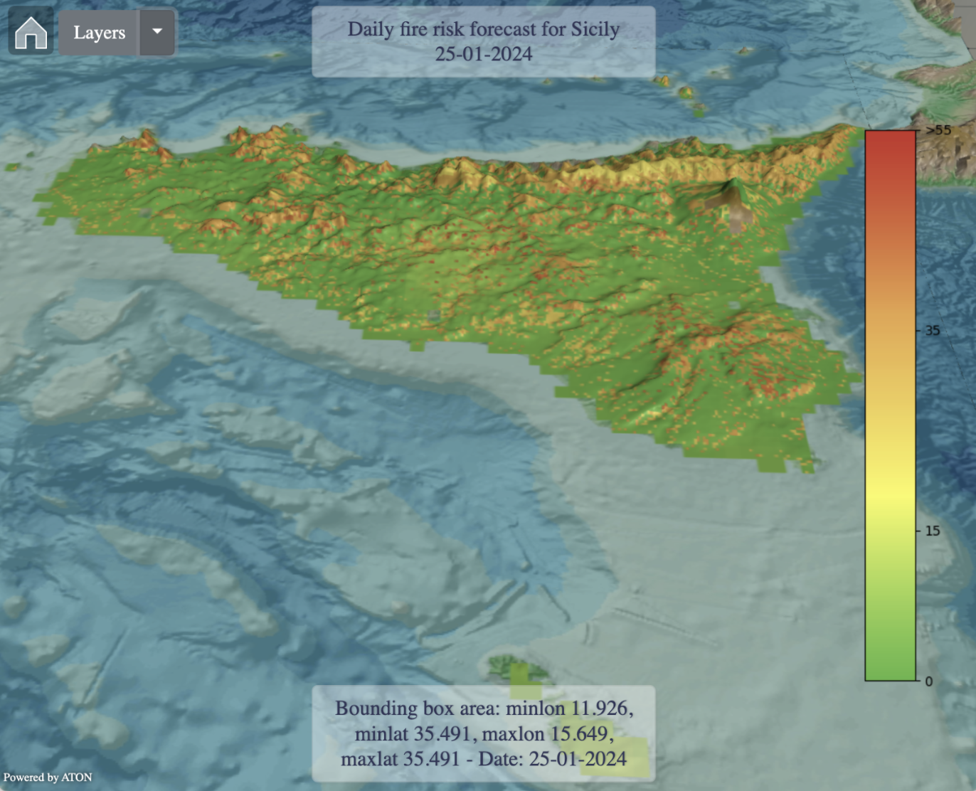 VR: Fire risk forecast for Sicily VR: Fire risk forecast for Sicily